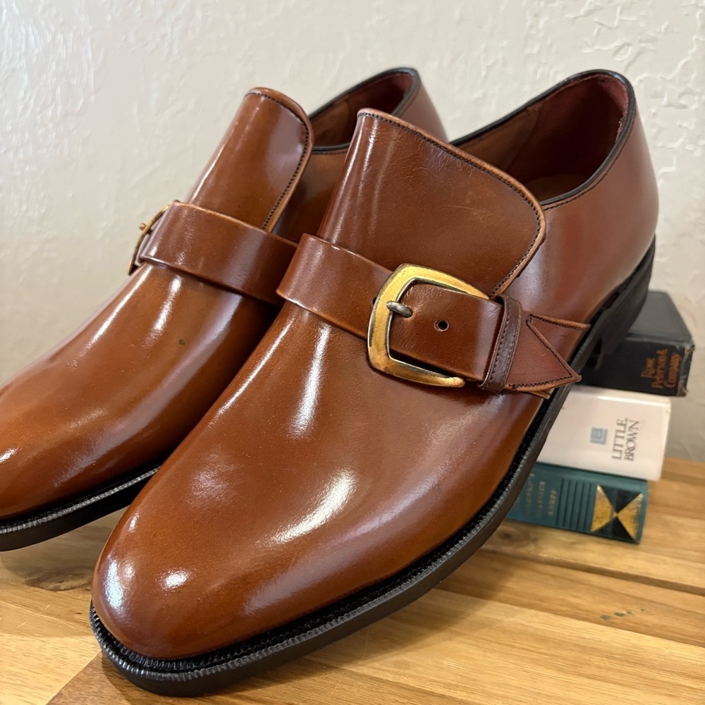 Vintage Freeman Monk Strap Buckle Shoes  7D Brown Leather Goodyear Welted USA